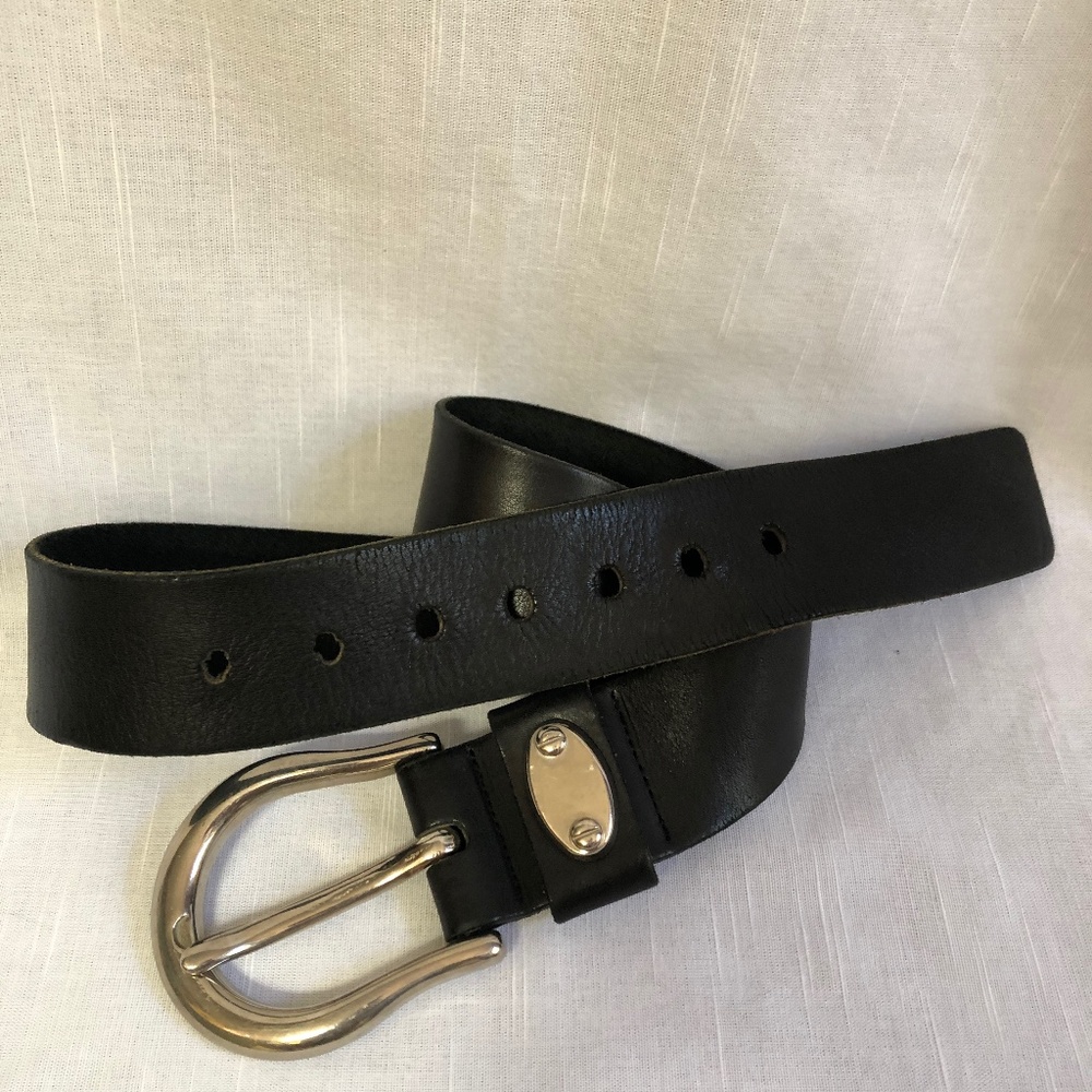 VTG Black Leather Hip Slung Belt